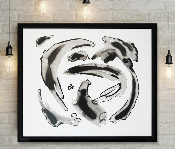 Modern black and white abstract art