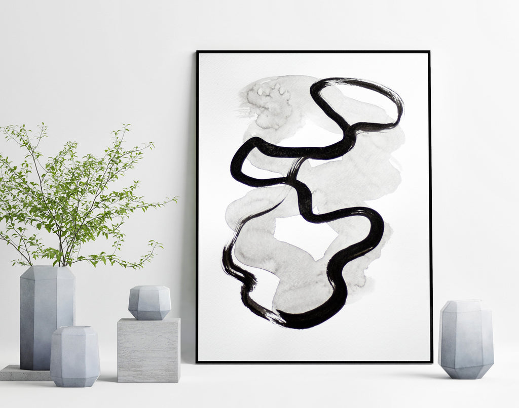 Black and white abstract painting for sale