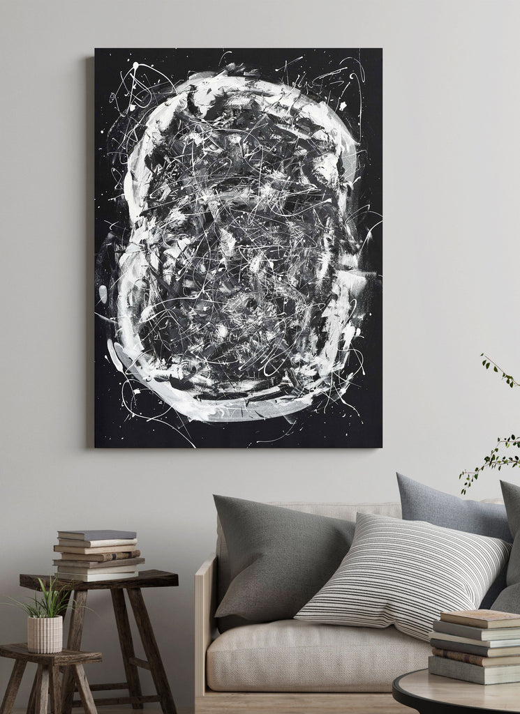 Black and white abstract painting for sale