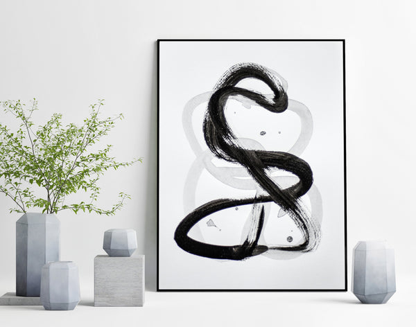 Black and white abstract wall art