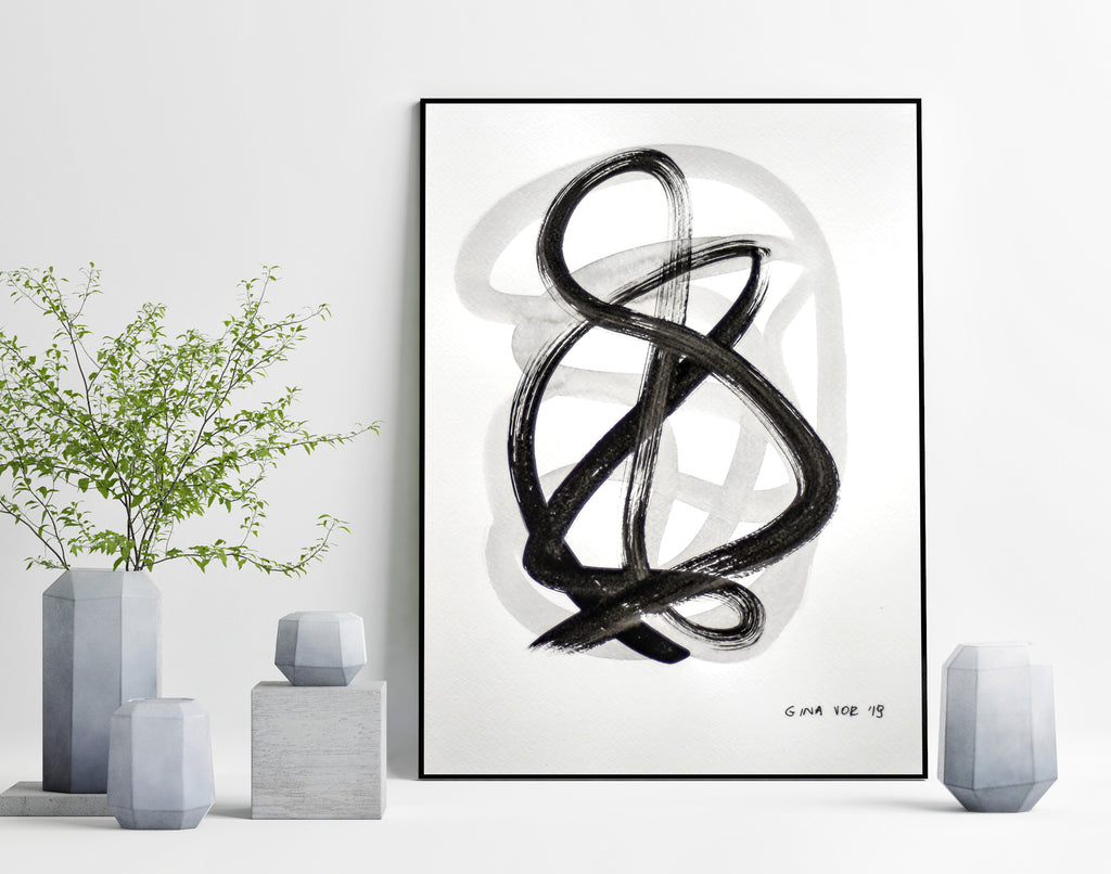 Black and white abstract painting for sale