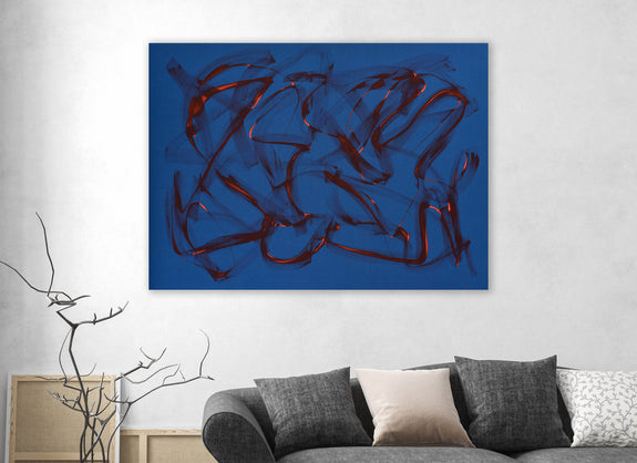 Large blue abstract painting for sale
