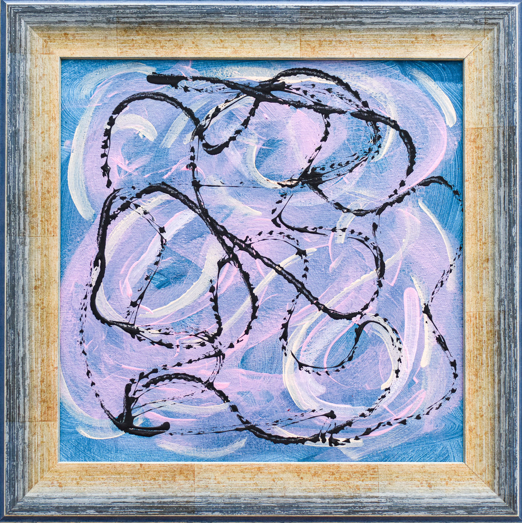 framed blue abstract painting for sale