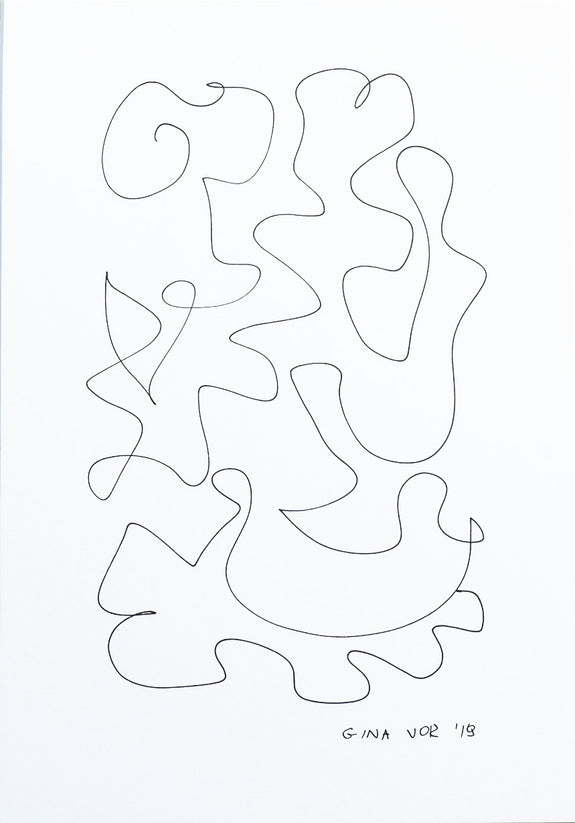 Abstract art, minimalist drawing by Gina Vor