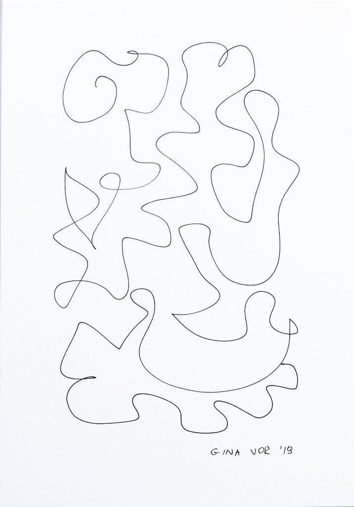 Abstract art, minimalist drawing by Gina Vor