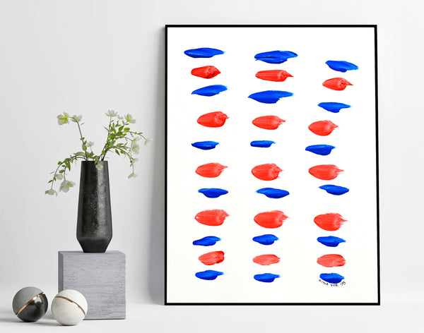 minimalist blue and red abstract art for sale online