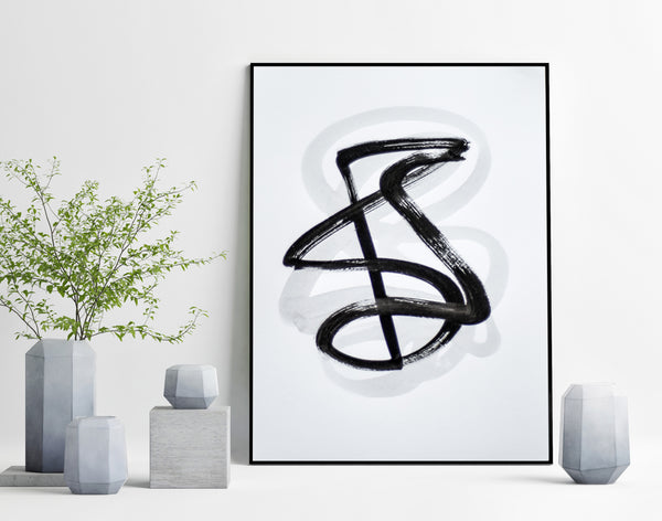 Modern black and white abstract painting