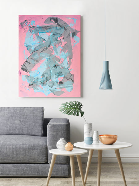 Pink abstract painting for sale