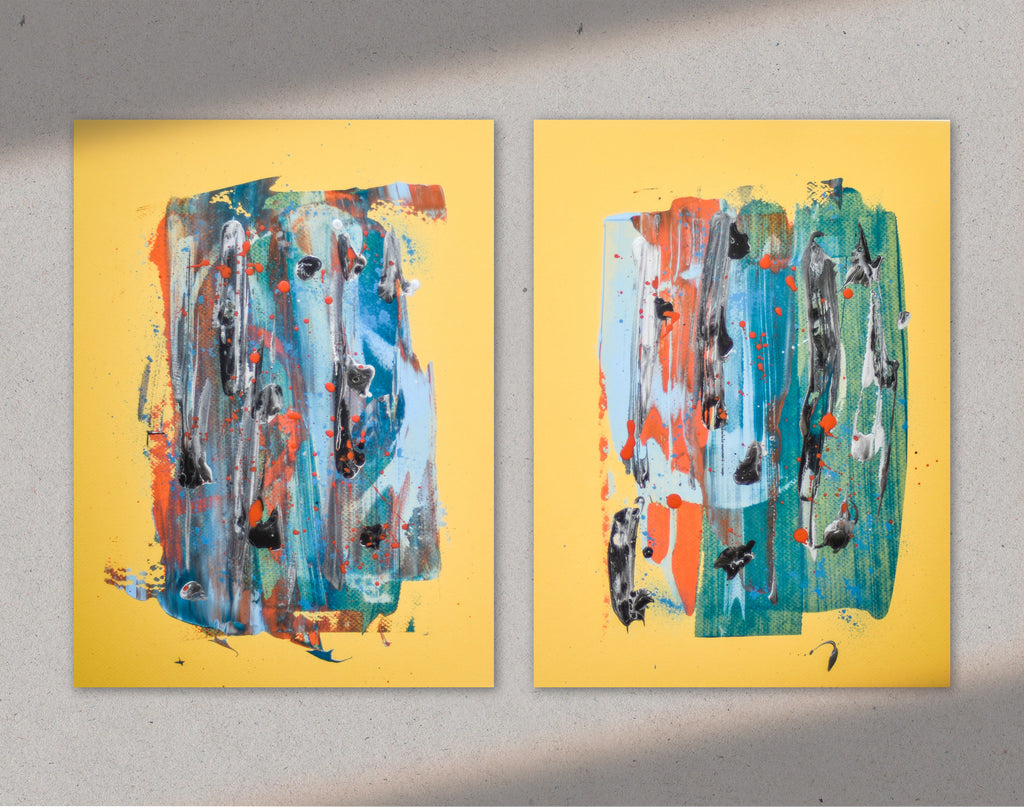 Abstract diptych for sale