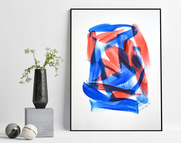 blue and red abstract painting for sale online