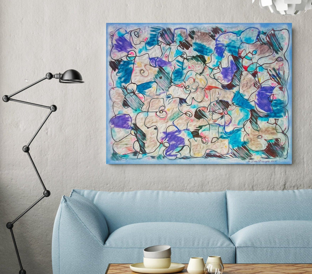 Digital abstract artwork in contemporary interior