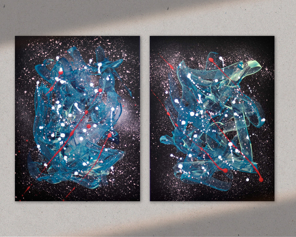Set of two abstract paintings for sale