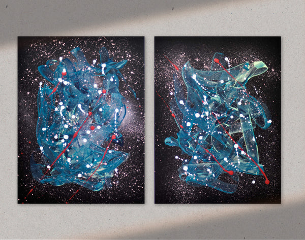Set of two abstract paintings for sale