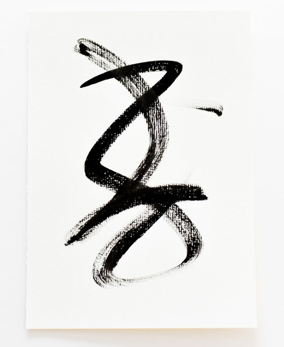 Contemporary minimalist zen art - black ink drawing