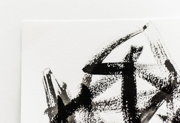 Minimalist abstract ink art on paper